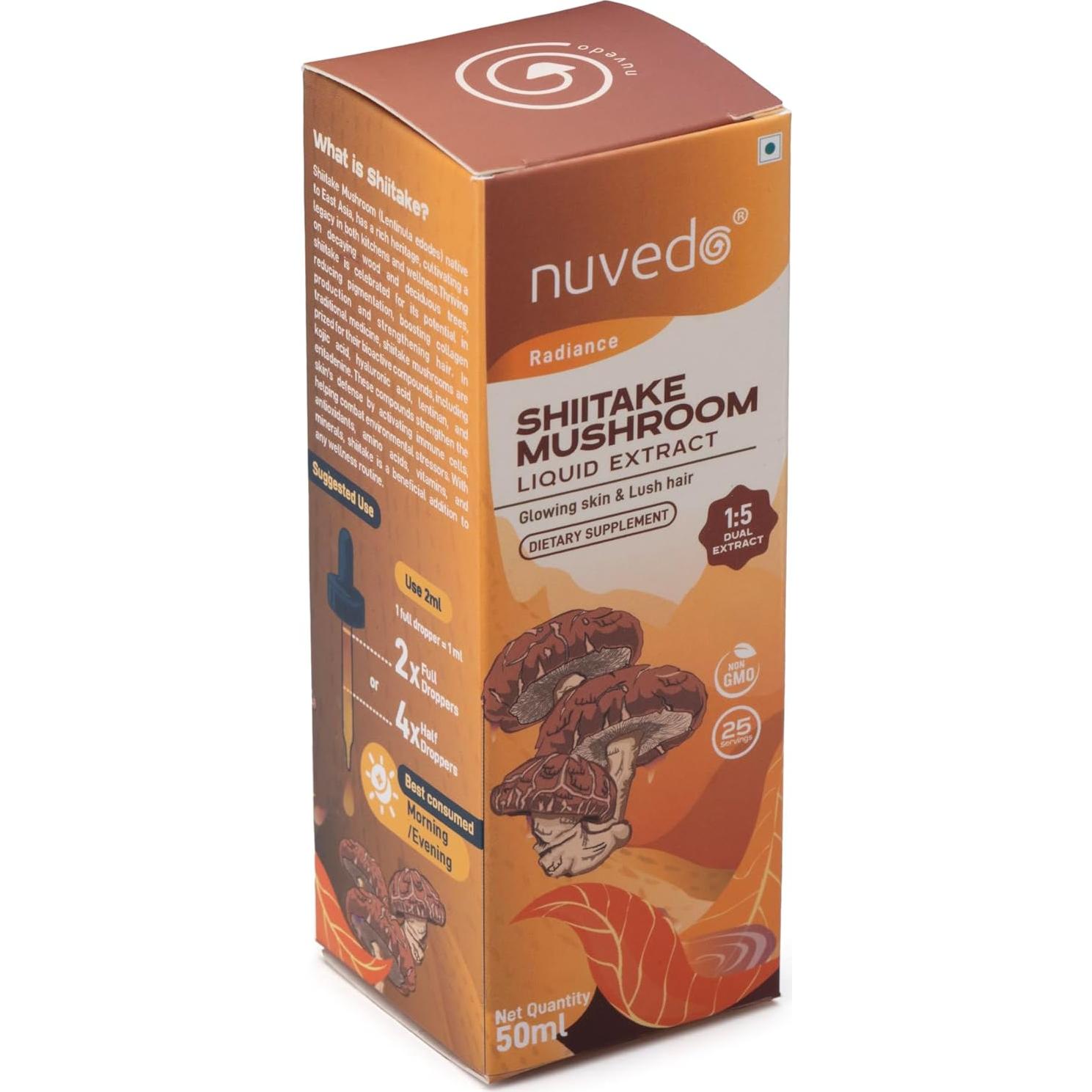 Extracto Líquido de Champiñón Shiitake Nuvedo 50ml Suplemento Herbal
