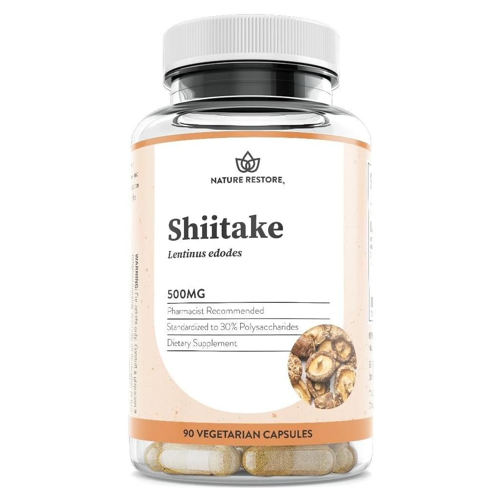 Suplemento Shiitake Nature Restore 90 Cápsulas 500mg 30% Polisacáridos