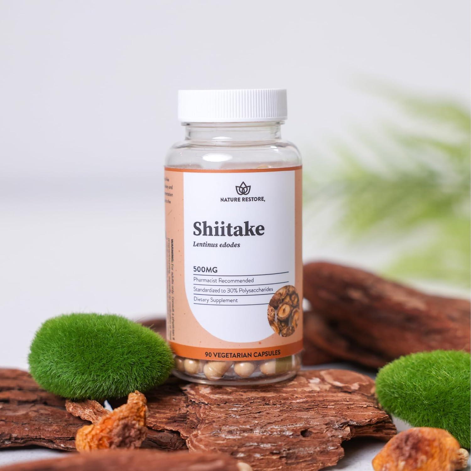 Suplemento Shiitake Nature Restore 90 Cápsulas 500mg 30% Polisacáridos