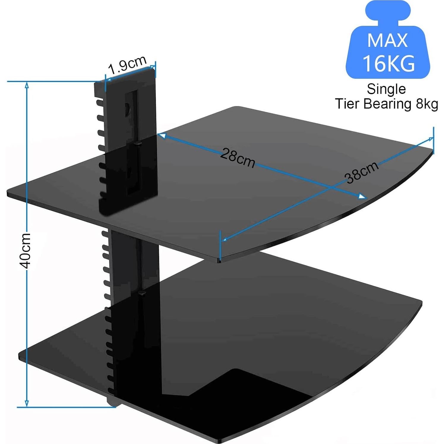 Estante Flotante de Vidrio Suptek 2 Niveles Negro