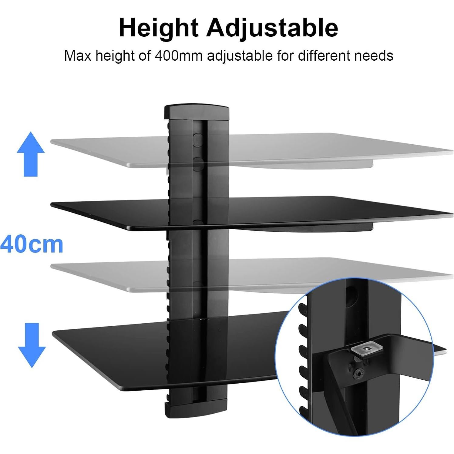 Estante Flotante de Vidrio Suptek 2 Niveles Negro