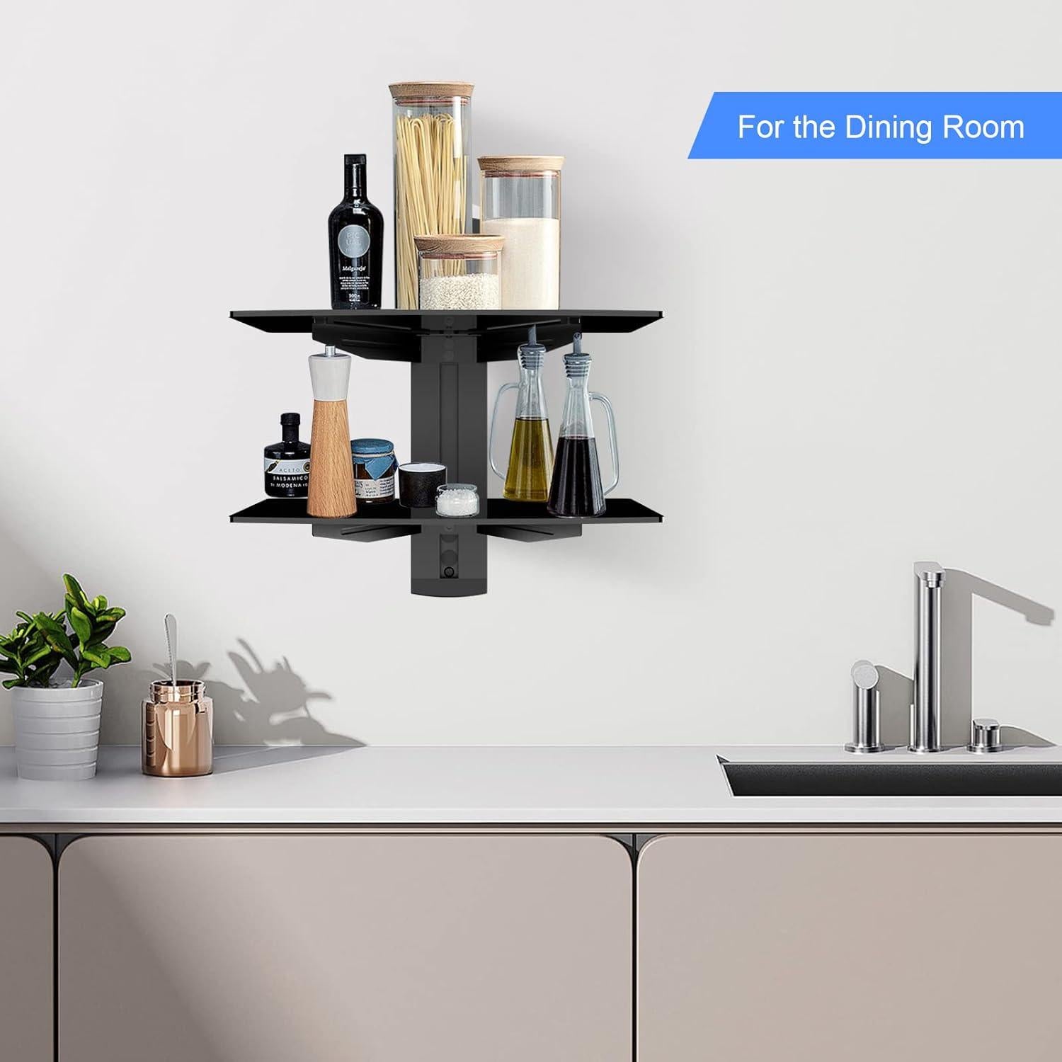 Estante Flotante de Vidrio Suptek 2 Niveles Negro