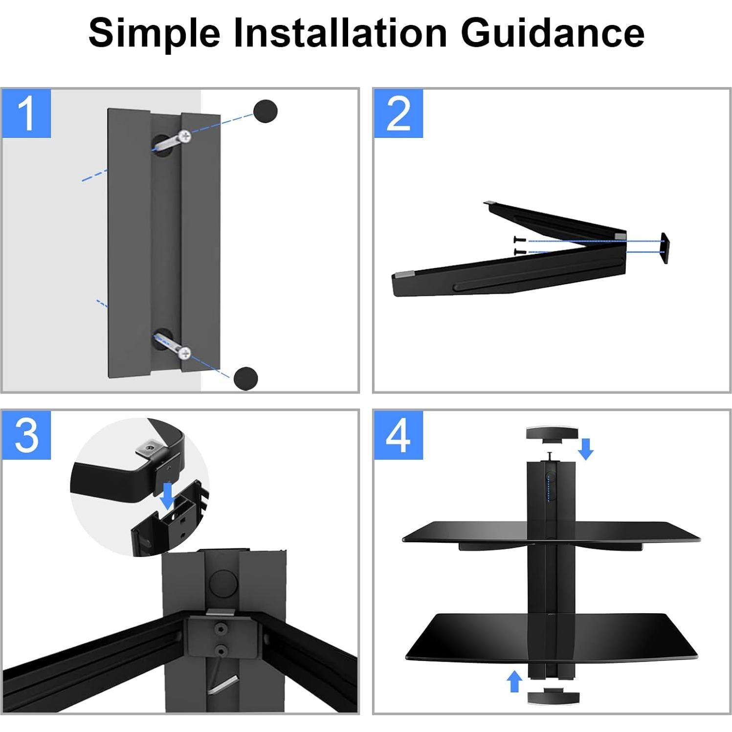 Estante Flotante de Vidrio Suptek 2 Niveles Negro