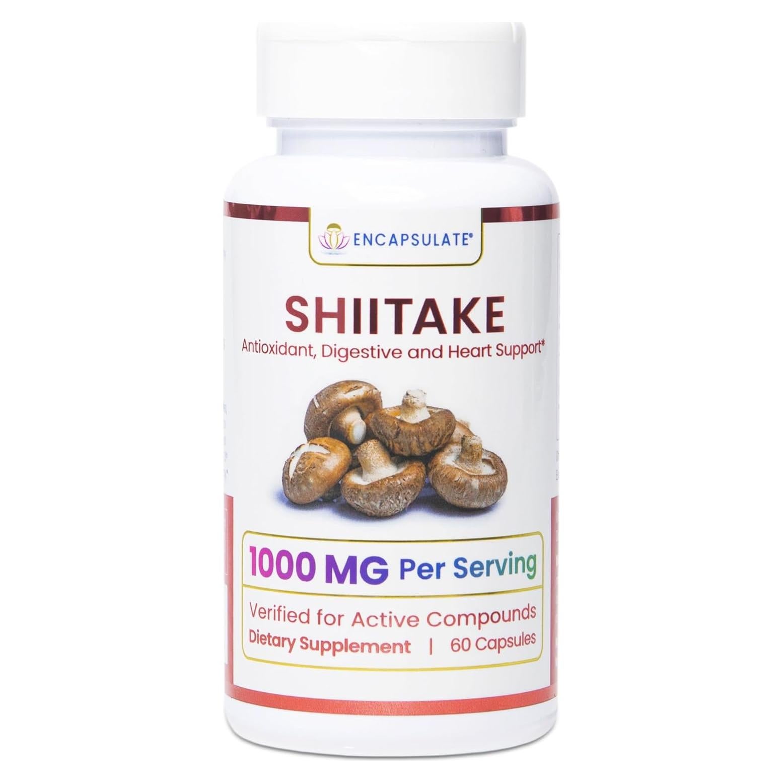 Cápsulas de Shiitake Encapsulate 1000mg - Suplemento Vegano