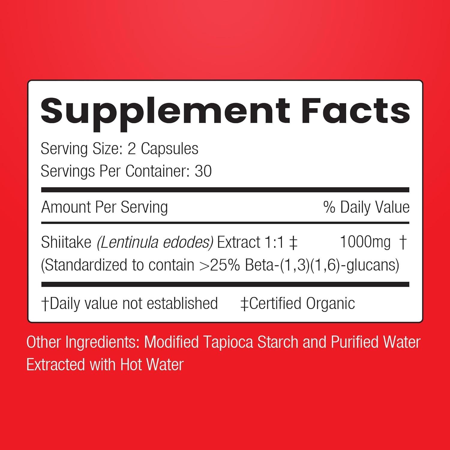 Cápsulas de Shiitake Encapsulate 1000mg - Suplemento Vegano