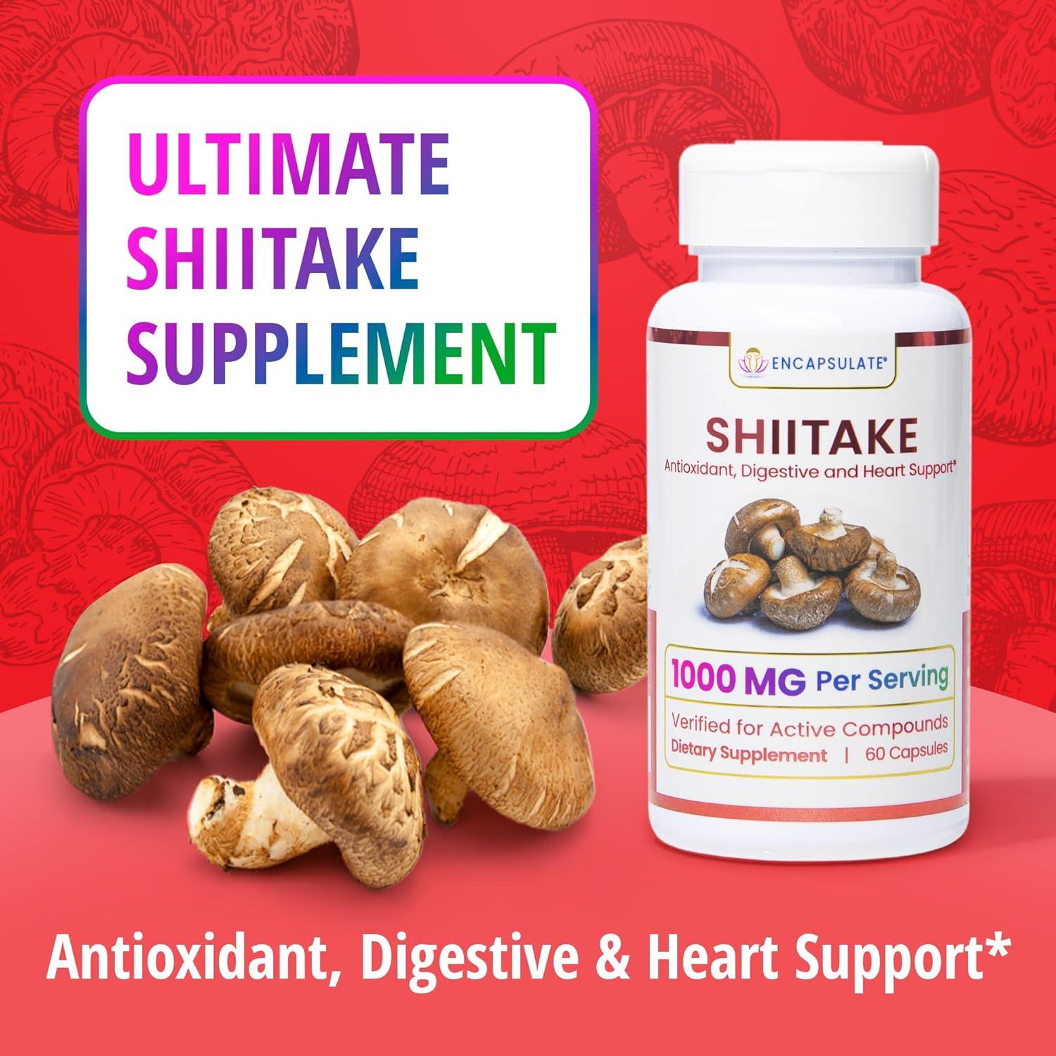 Cápsulas de Shiitake Encapsulate 1000mg - Suplemento Vegano