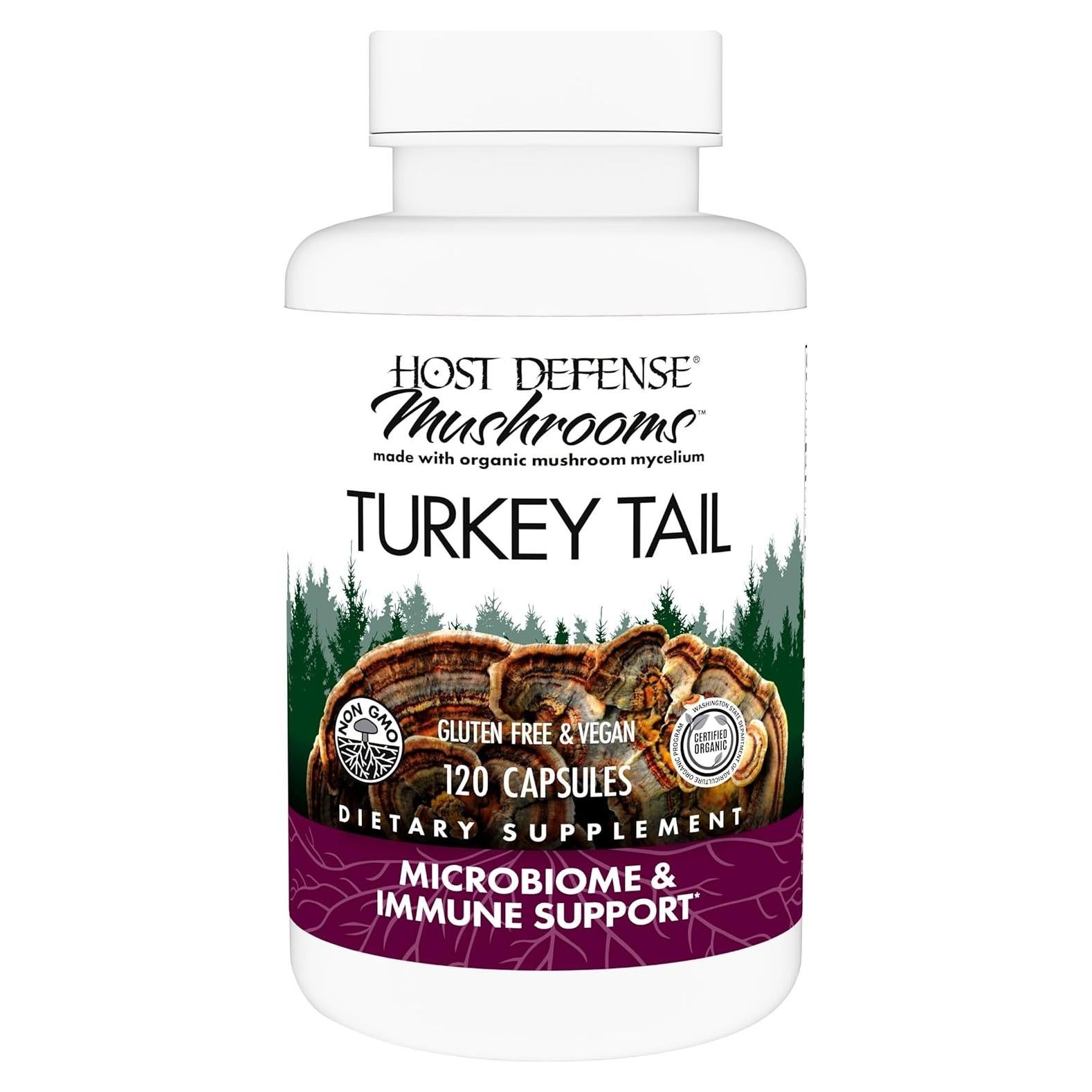 Cápsulas de Cola de Pavo Host Defense - 120 Unidades - Suplemento Digestivo e Inmunitario