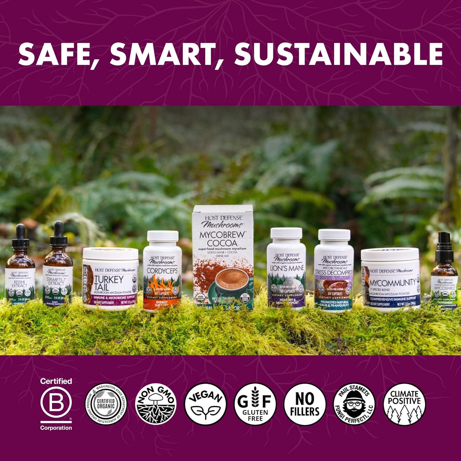 Cápsulas de Cola de Pavo Host Defense - 120 Unidades - Suplemento Digestivo e Inmunitario