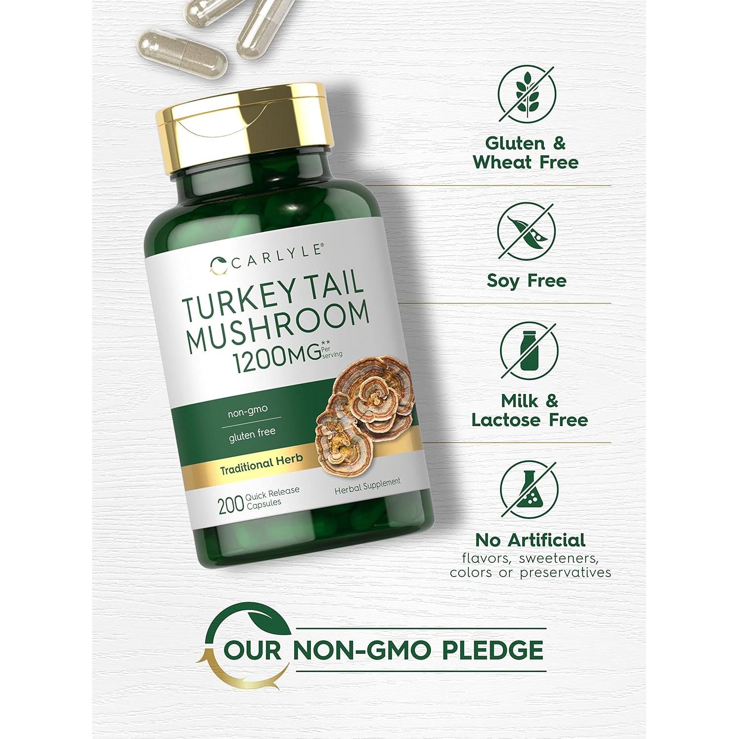 Cápsulas de Hongo Cola de Pavo Carlyle 1200mg 200 Unidades