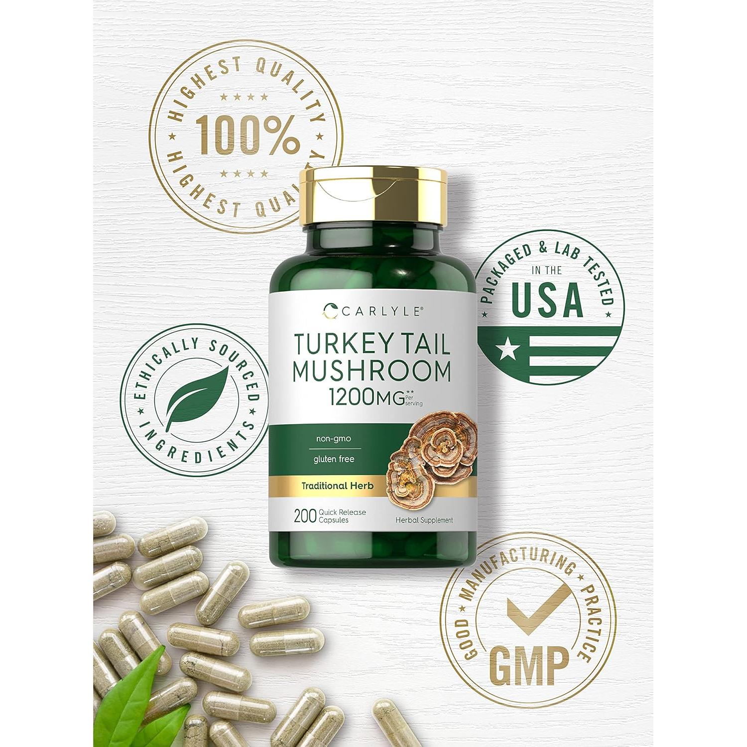 Cápsulas de Hongo Cola de Pavo Carlyle 1200mg 200 Unidades