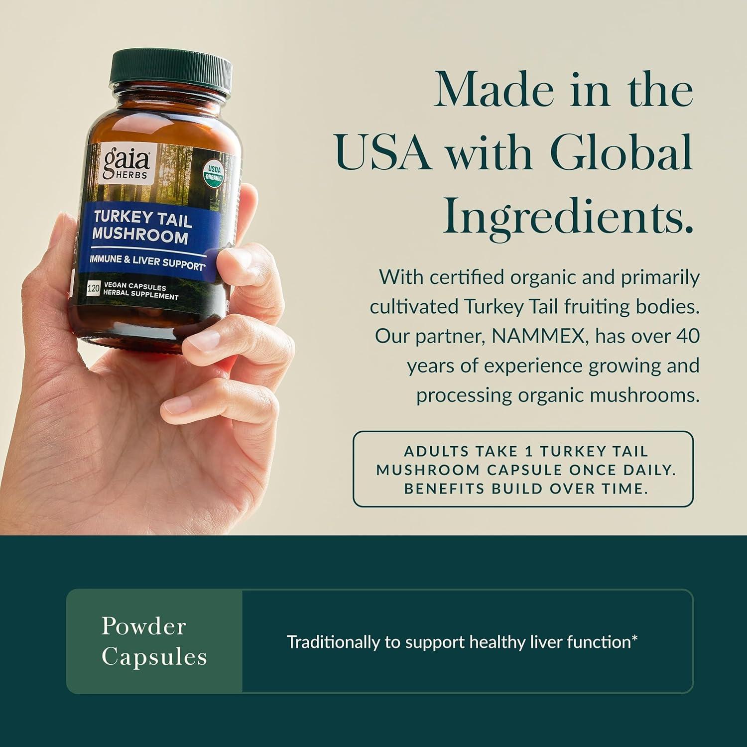 Suplemento Inmunológico Hongos Cola de Pavo Gaia Herbs 120 Cápsulas