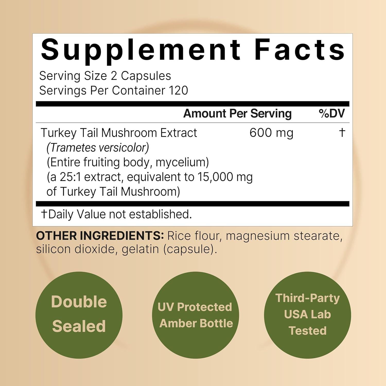 Cápsulas de Hongo Cola de Pavo NatureBell 240 Unidades 15000mg
