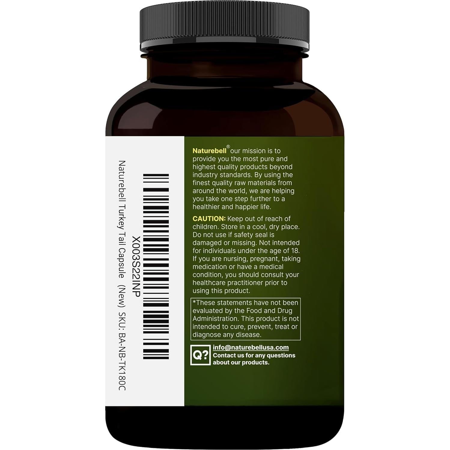 Cápsulas de Hongo Cola de Pavo NatureBell 240 Unidades 15000mg