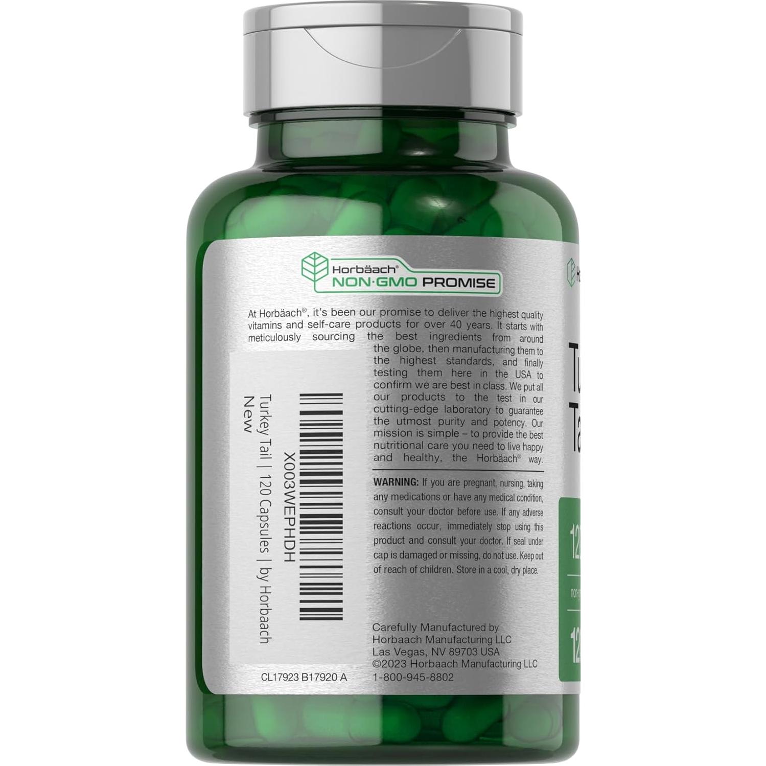 Cápsulas de Hongo Cola de Pavo Horbäach 1200mg 120 Unidades