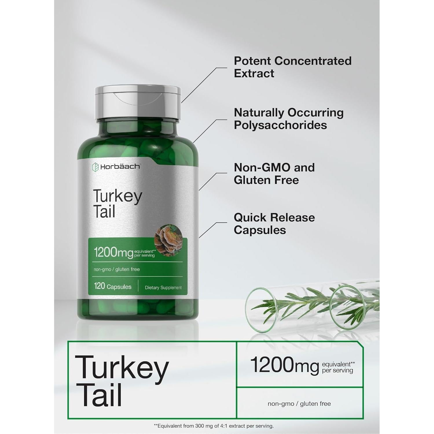 Cápsulas de Hongo Cola de Pavo Horbäach 1200mg 120 Unidades