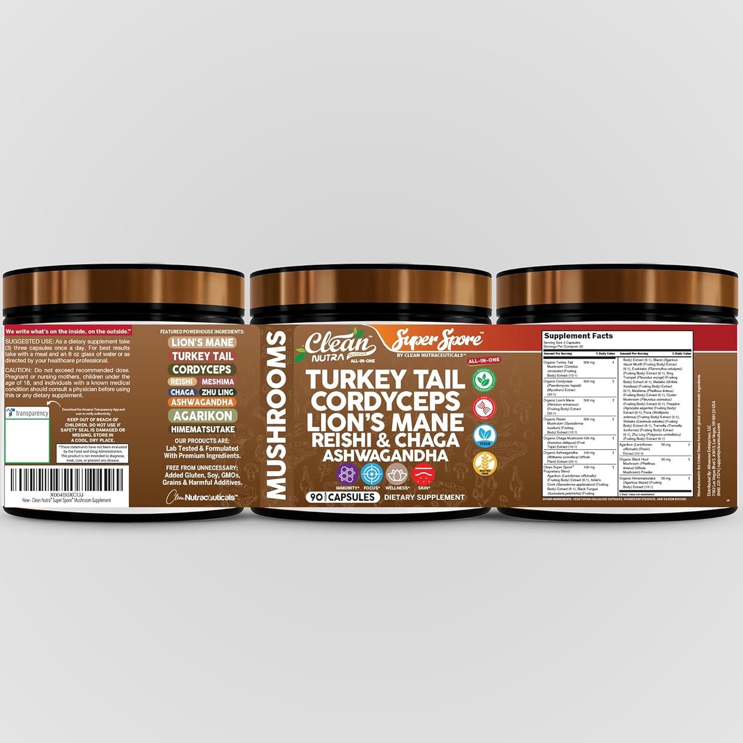 Suplemento de Hongos Orgánicos Clean Nutra 90 Cápsulas