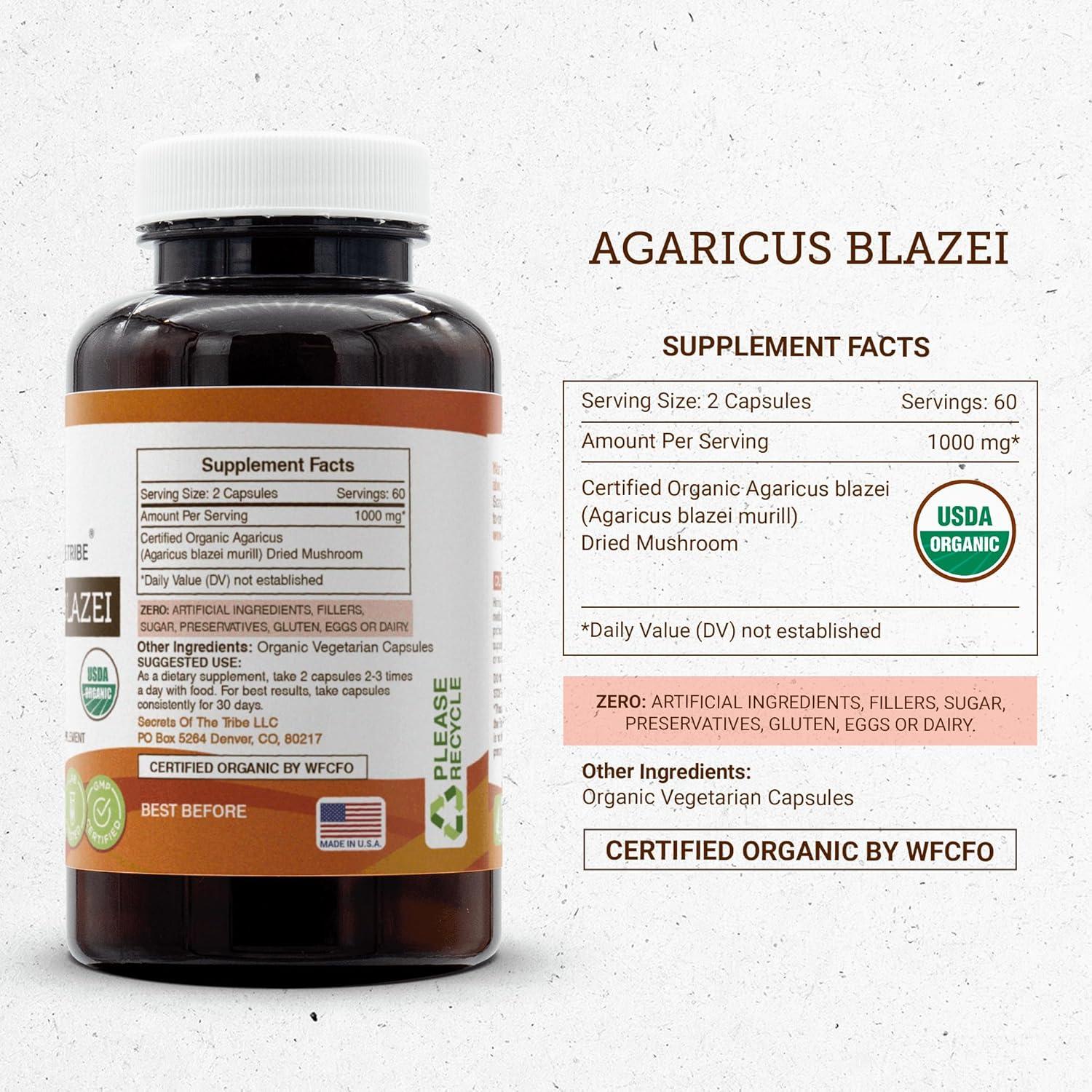 Cápsulas Orgánicas Agaricus Blazei 120 Unidades 1000 mg