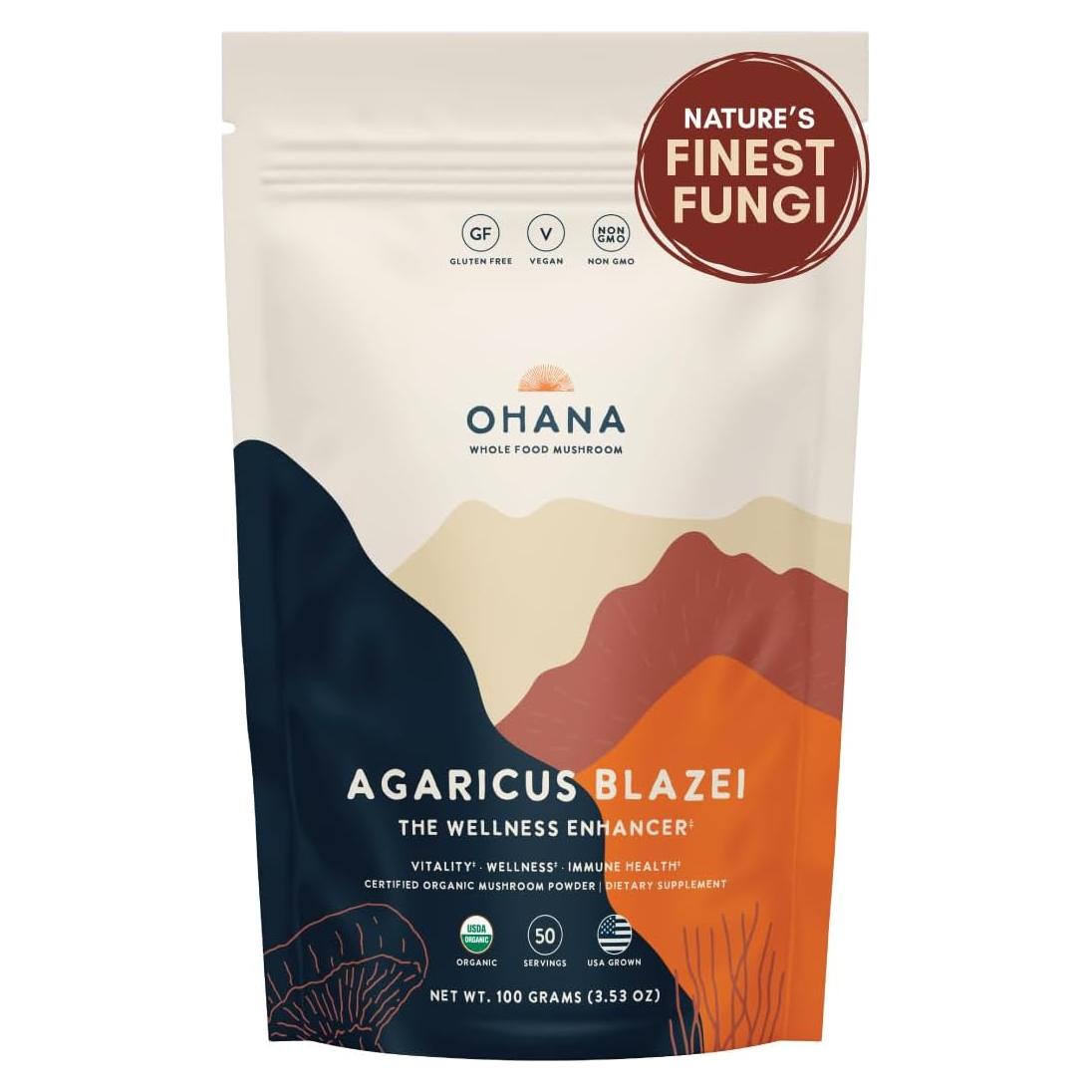 Suplemento de Champiñón Orgánico Ohana Agaricus Blazei 100g