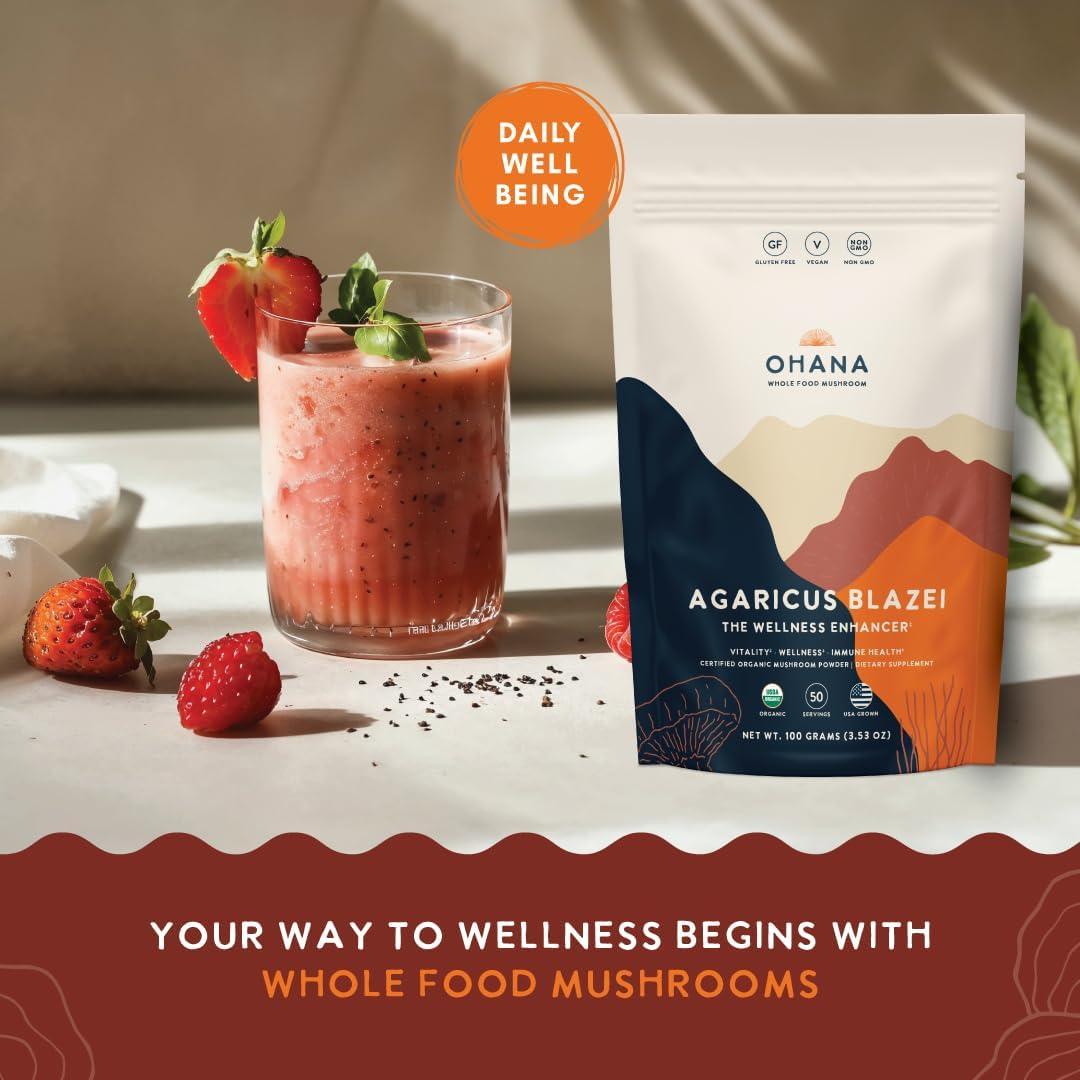 Suplemento de Champiñón Orgánico Ohana Agaricus Blazei 100g