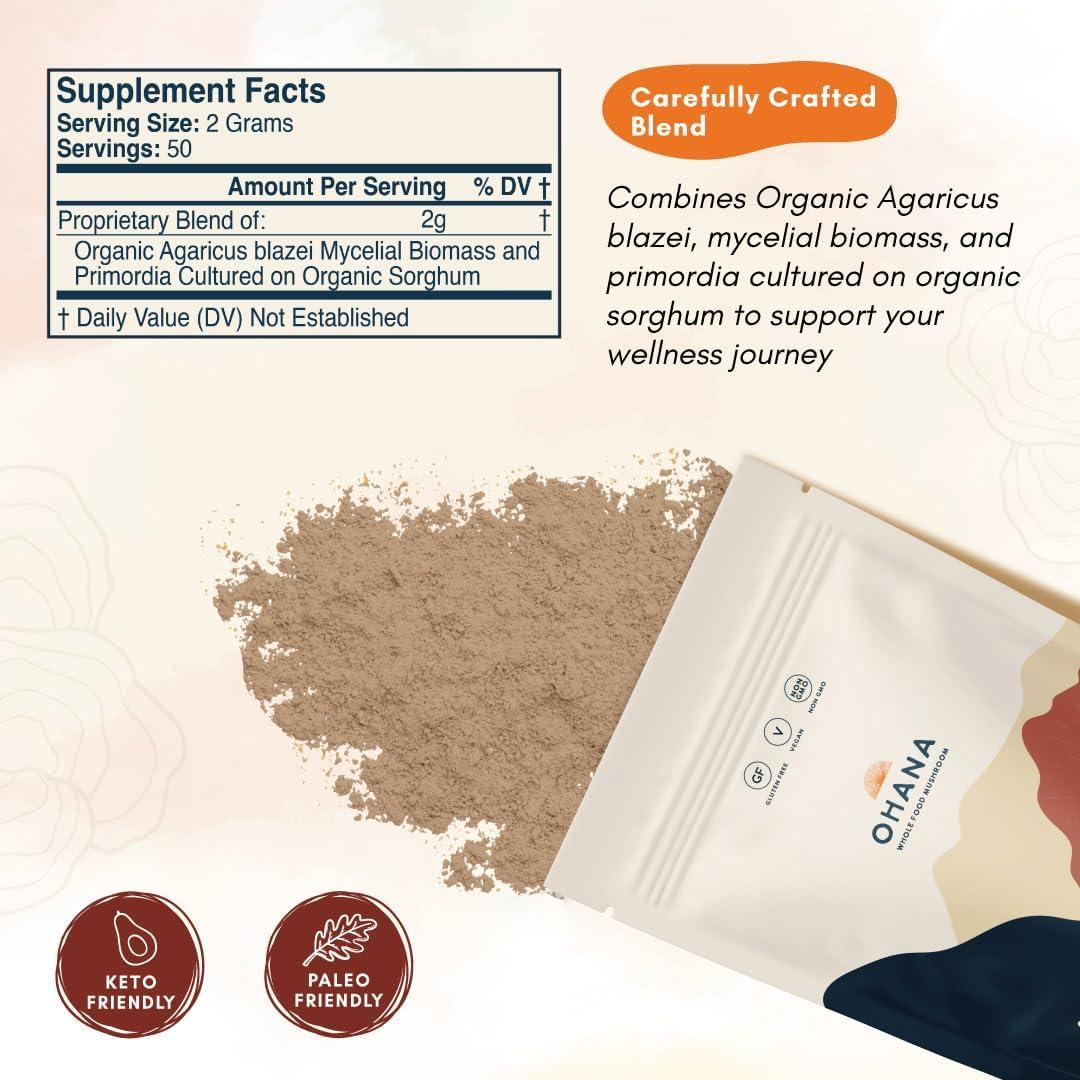 Suplemento de Champiñón Orgánico Ohana Agaricus Blazei 100g