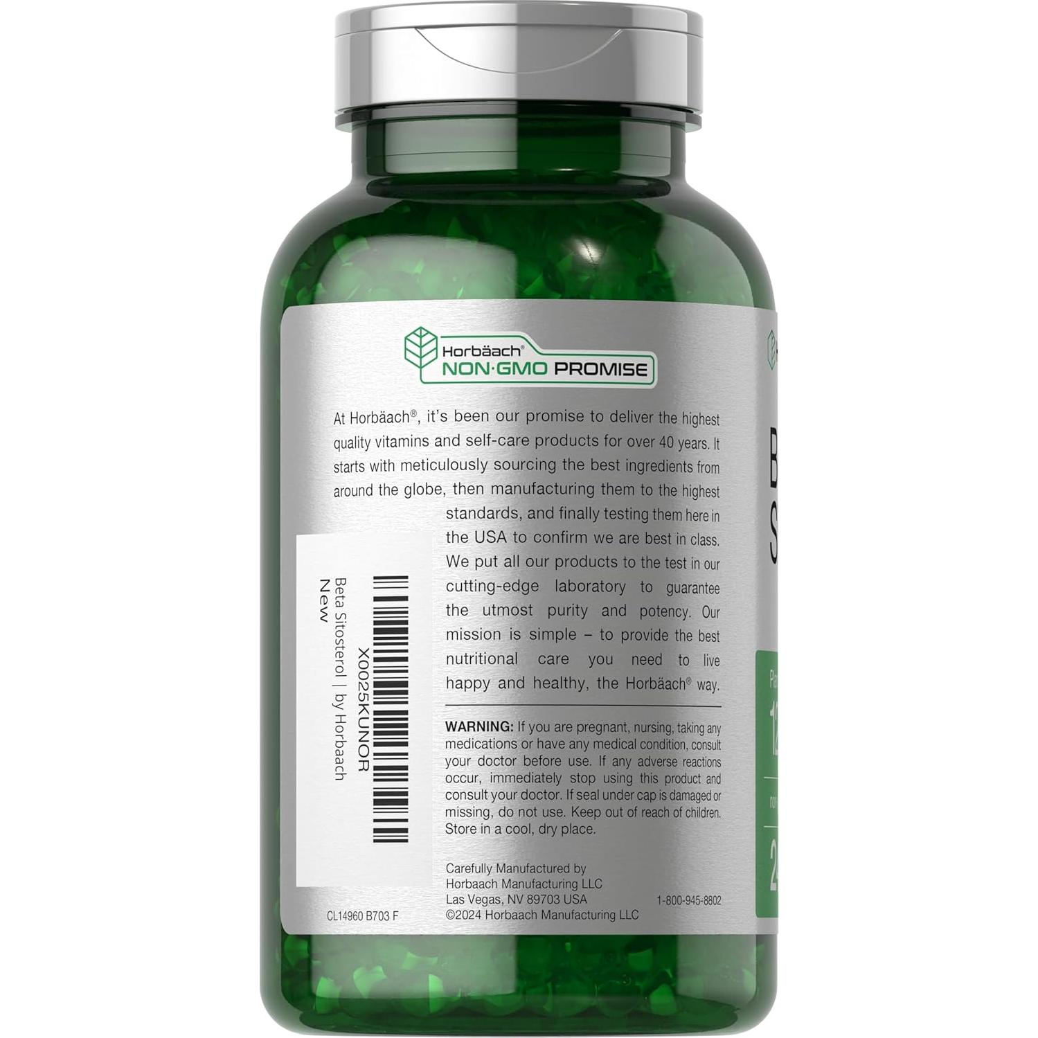 Beta Sitosterol 1200mg Horbäach | 240 Cápsulas Blandas | Suplemento Natural