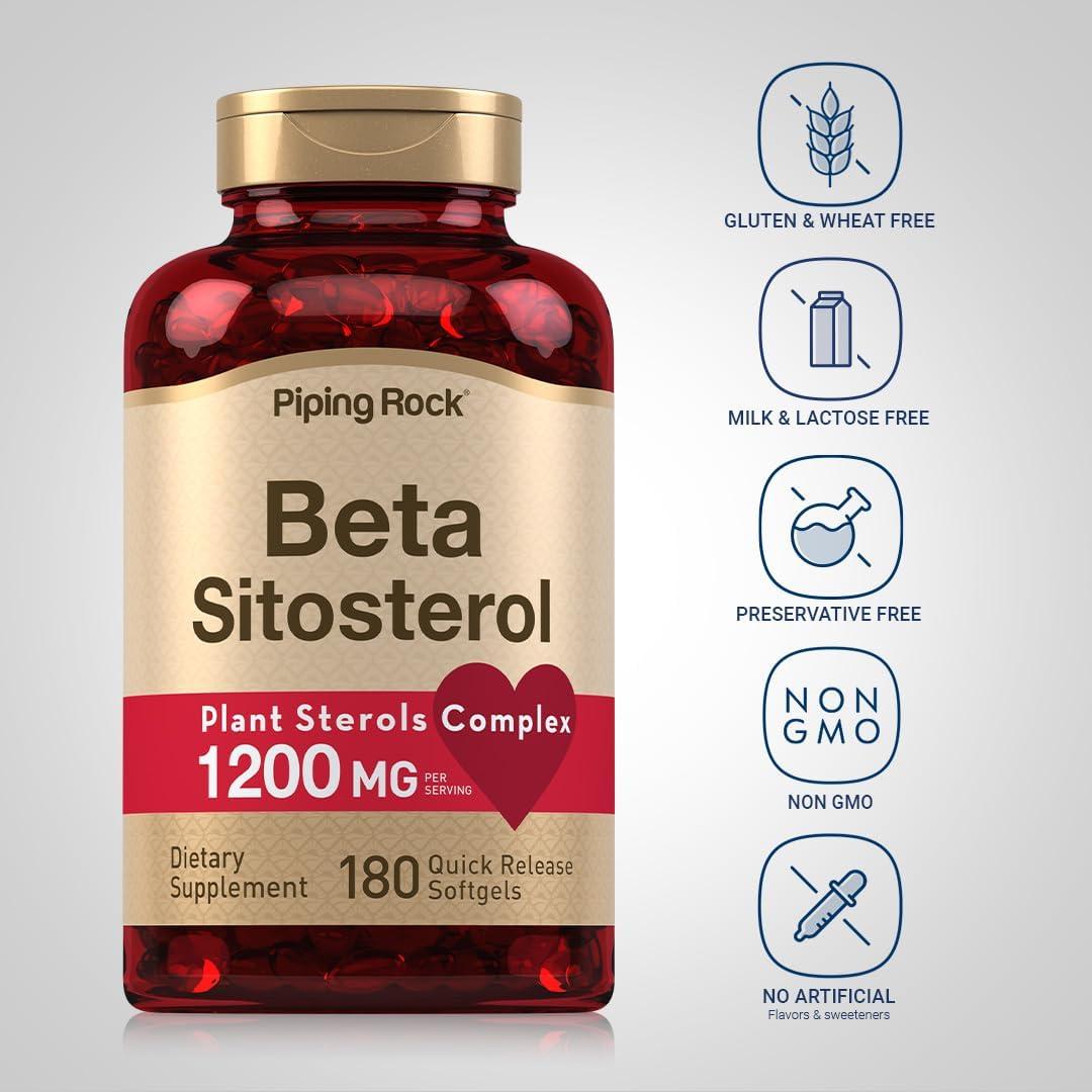 Suplemento Beta Sitosterol Piping Rock 1200 mg 180 Gelatinas