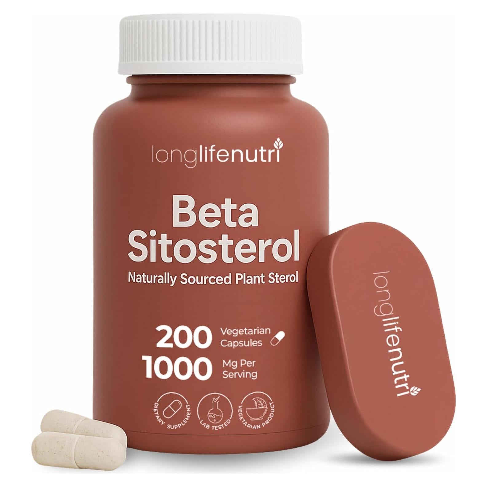 LongLifeNutri Beta Sitosterol 1000mg - 200 Cápsulas Vegetarianas