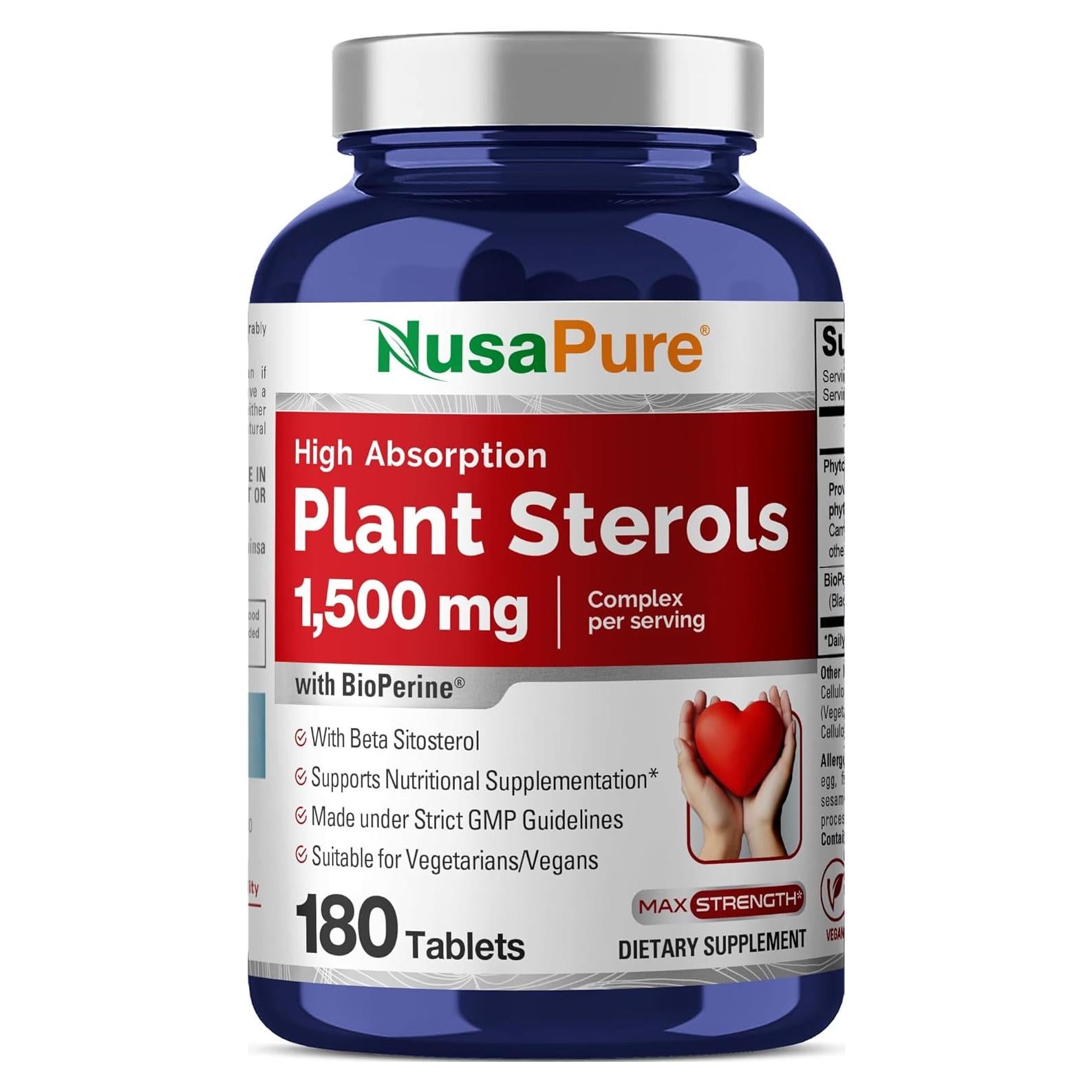 Suplemento Vegano NusaPure Esteroles 1500mg 180 Tabletas