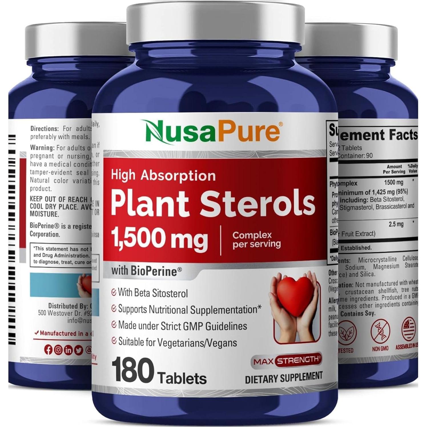 Suplemento Vegano NusaPure Esteroles 1500mg 180 Tabletas