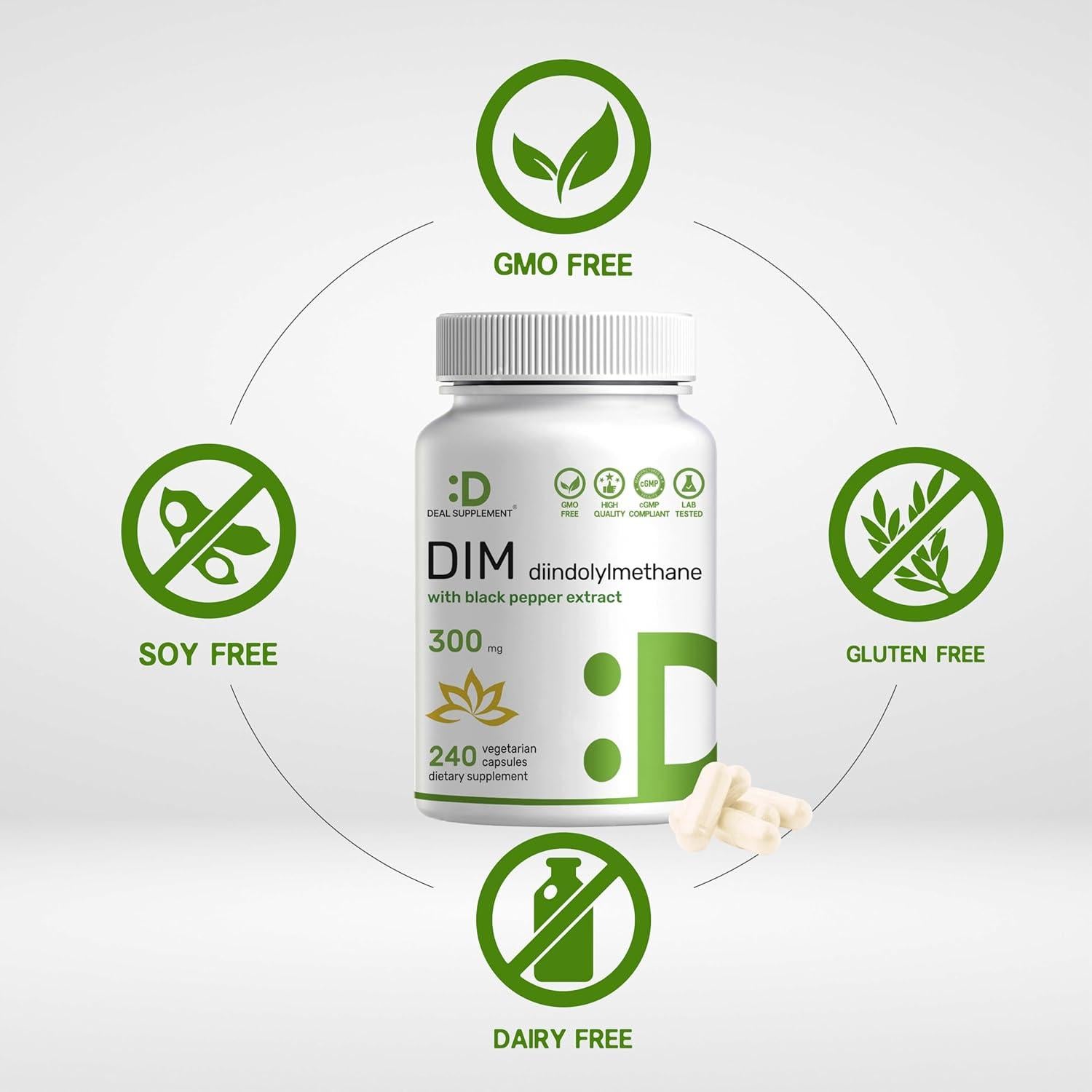 Suplemento DIM 300mg 240 Cápsulas - Equilibrio de Estrógeno