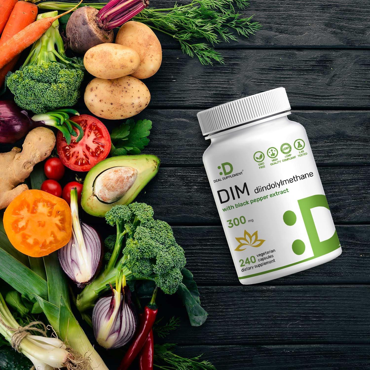 Suplemento DIM 300mg 240 Cápsulas - Equilibrio de Estrógeno