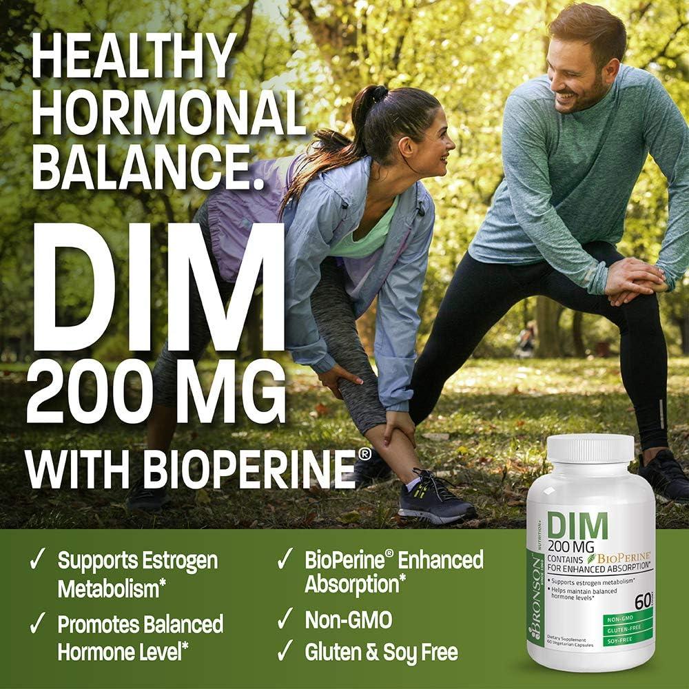 Suplemento Bronson DIM 200 MG con BioPerine - 60 Cápsulas Vegetarianas