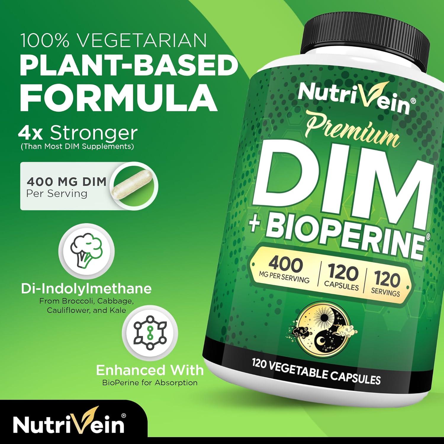 Suplemento DIM Nutrivein 400 mg - 120 Cápsulas Veganas