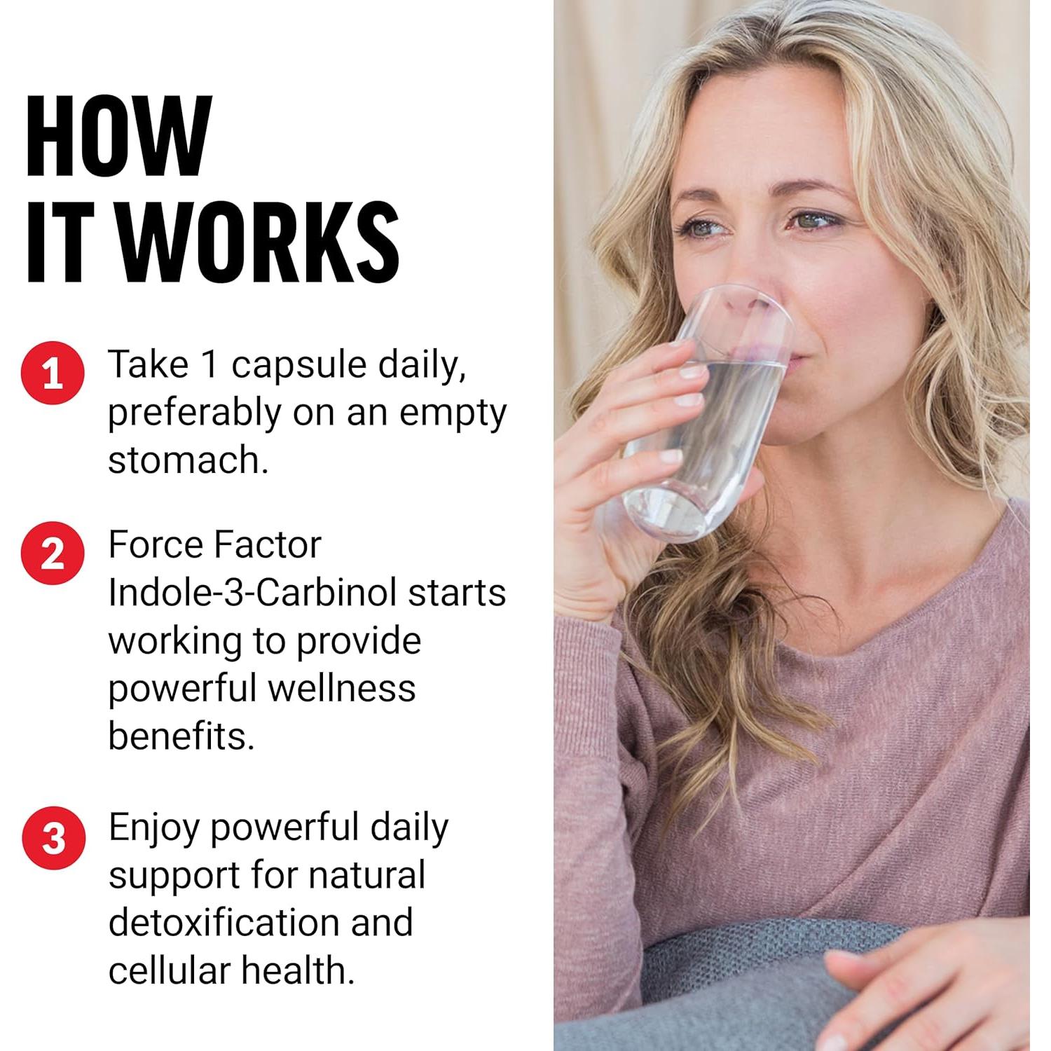 Suplemento Detox Force Factor Indole 3 Carbinol 200mg Vegano 60 Cápsulas