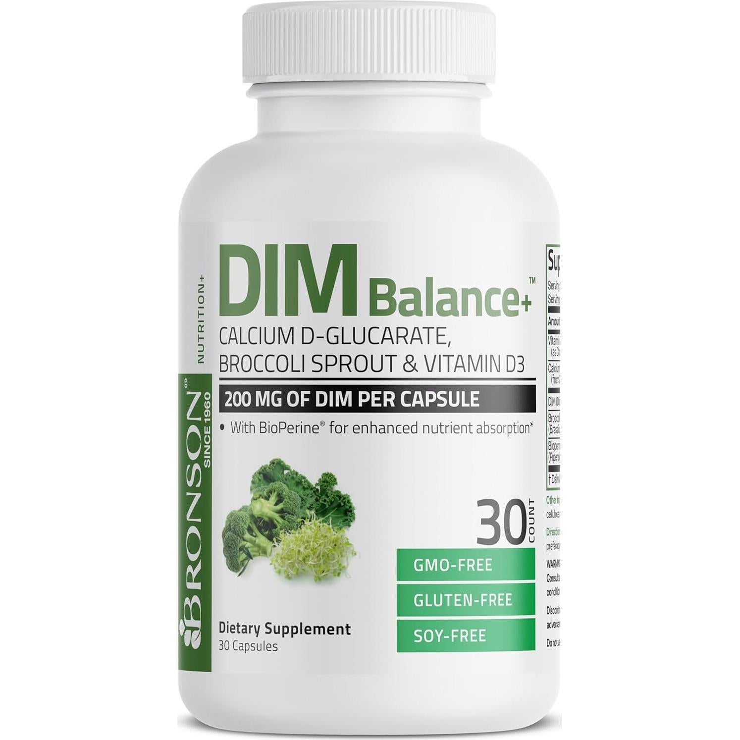 Suplemento Bronson DIM Balance+ 200 MG 30 Cápsulas Vegetarianas