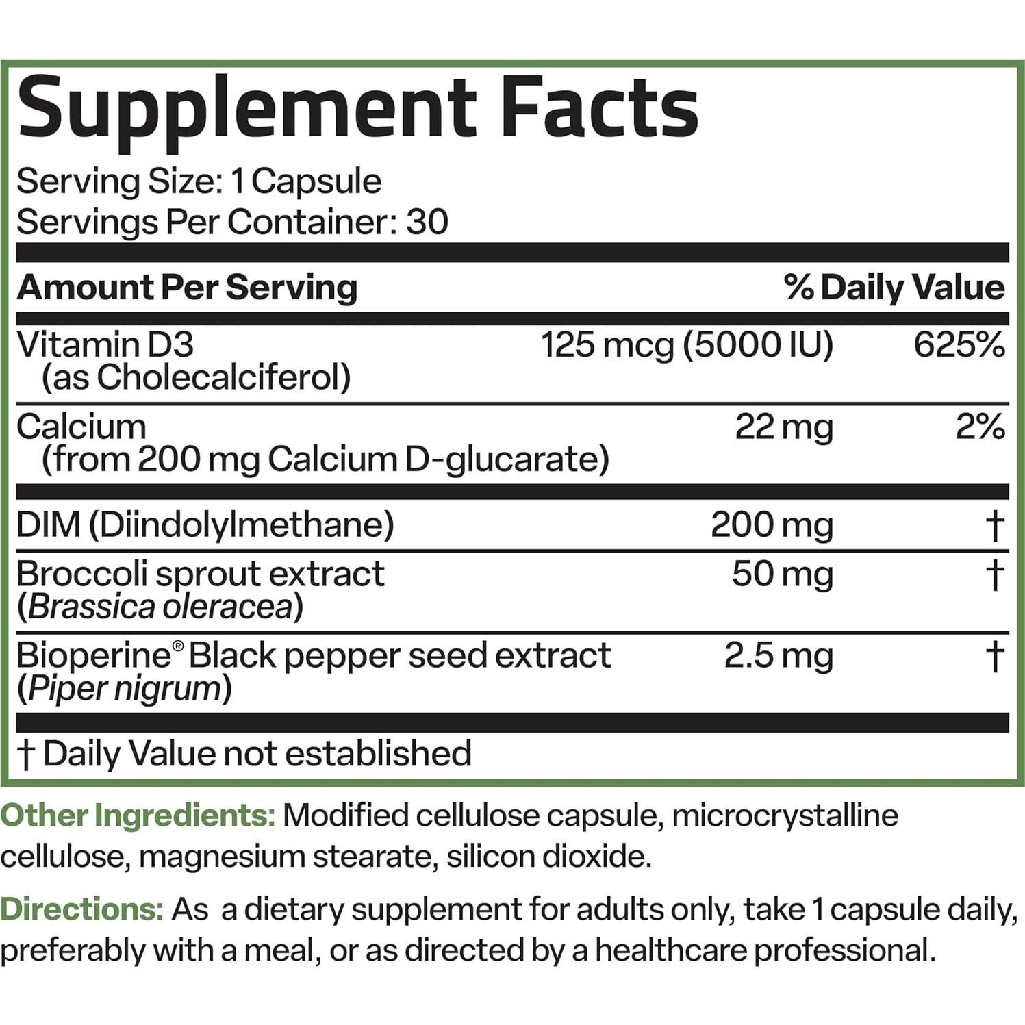 Suplemento Bronson DIM Balance+ 200 MG 30 Cápsulas Vegetarianas