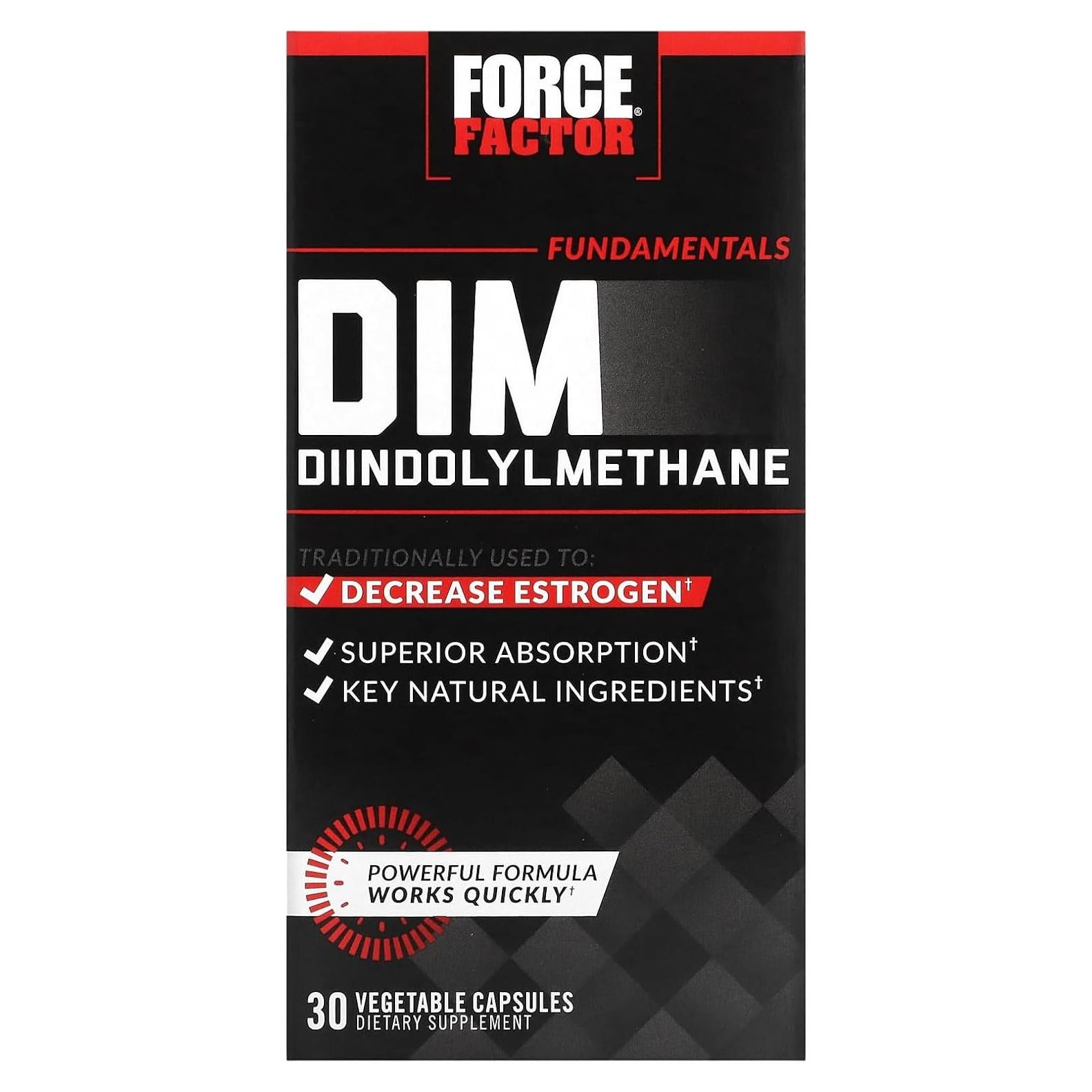 Suplemento DIM Force Factor 300mg - 30 Cápsulas para Hombres