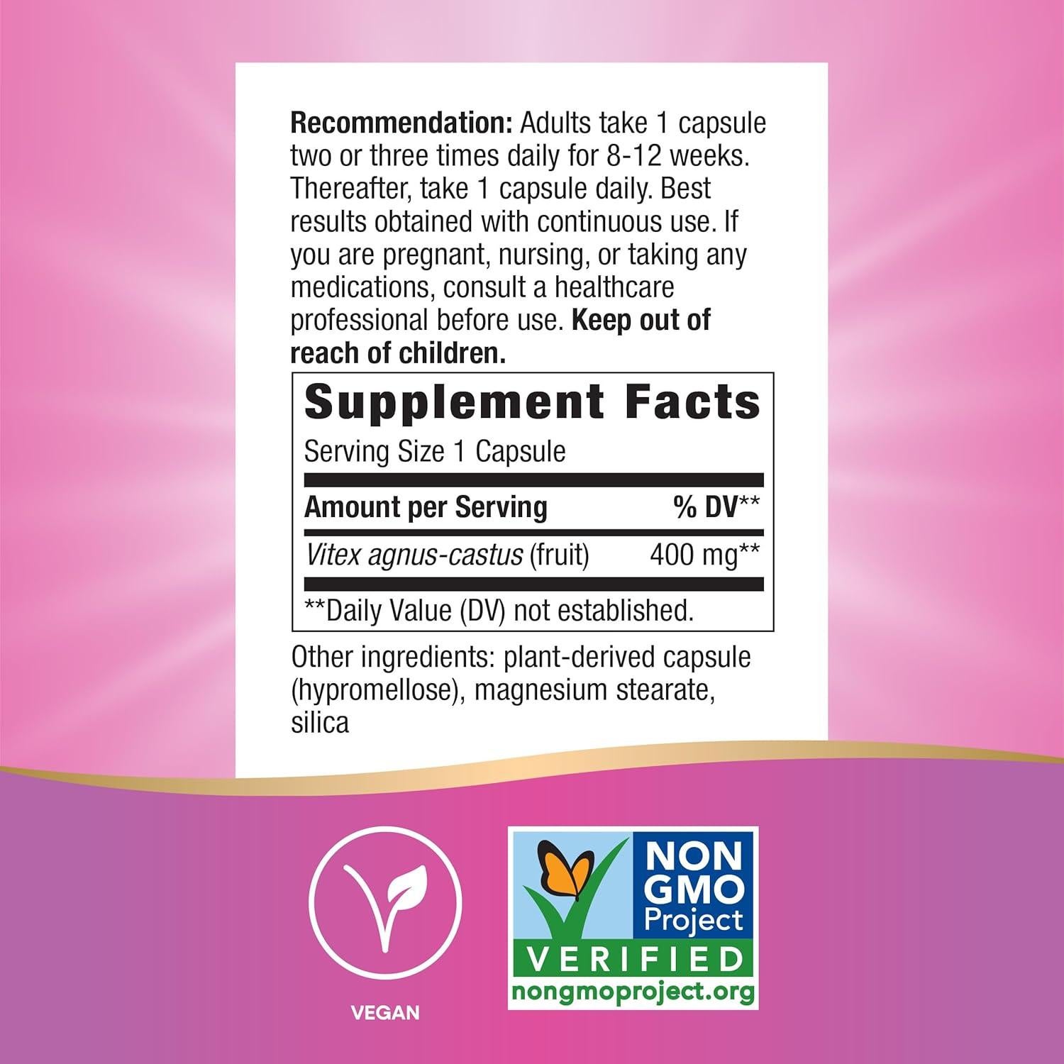 Fruto de Vitex Nature's Way 320 Cápsulas Veganas Salud Mujer