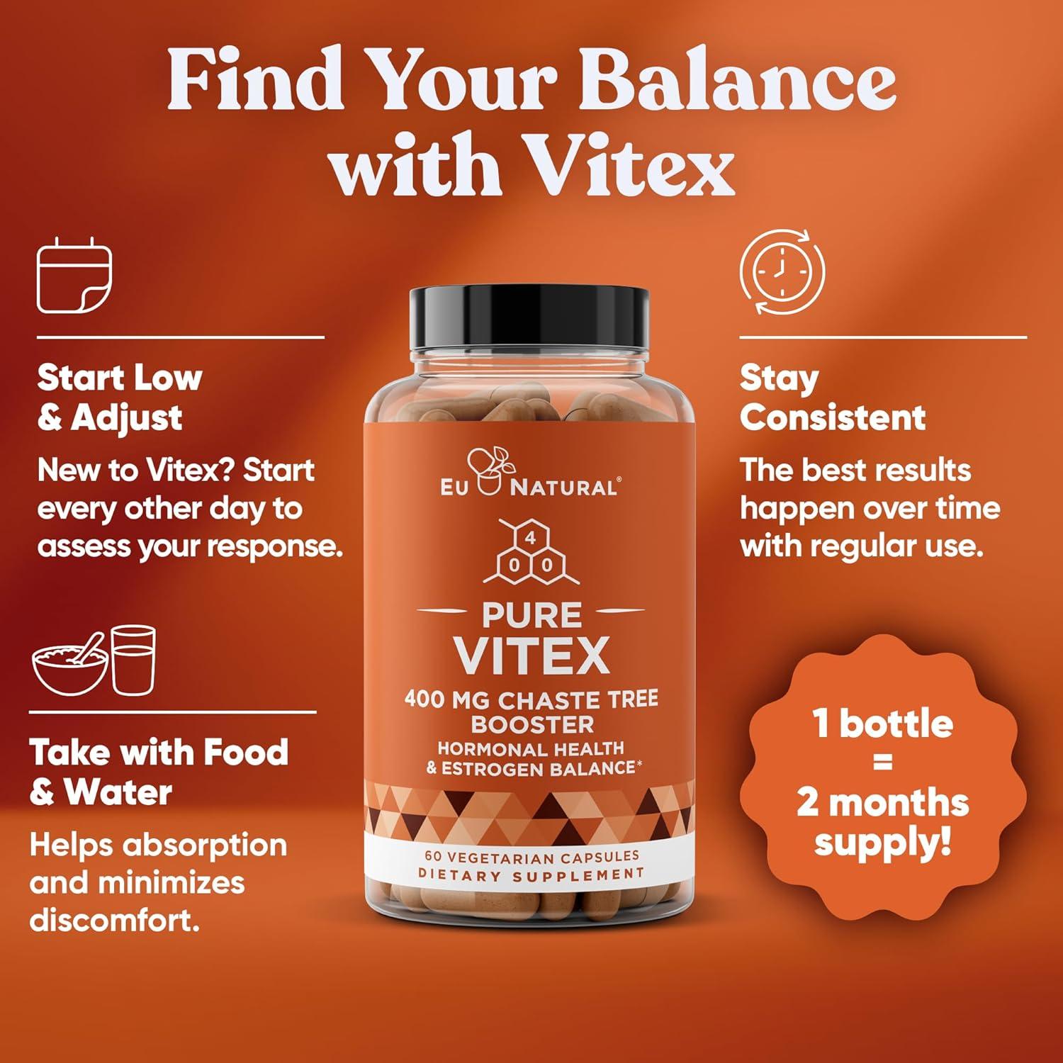 Vitex Puro 400 Mg Eu Natural - 60 Cápsulas Veganas