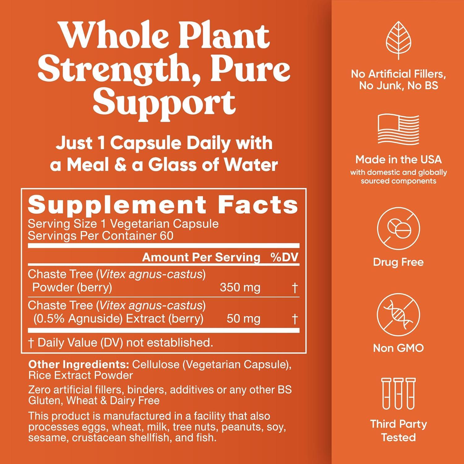 Vitex Puro 400 Mg Eu Natural - 60 Cápsulas Veganas