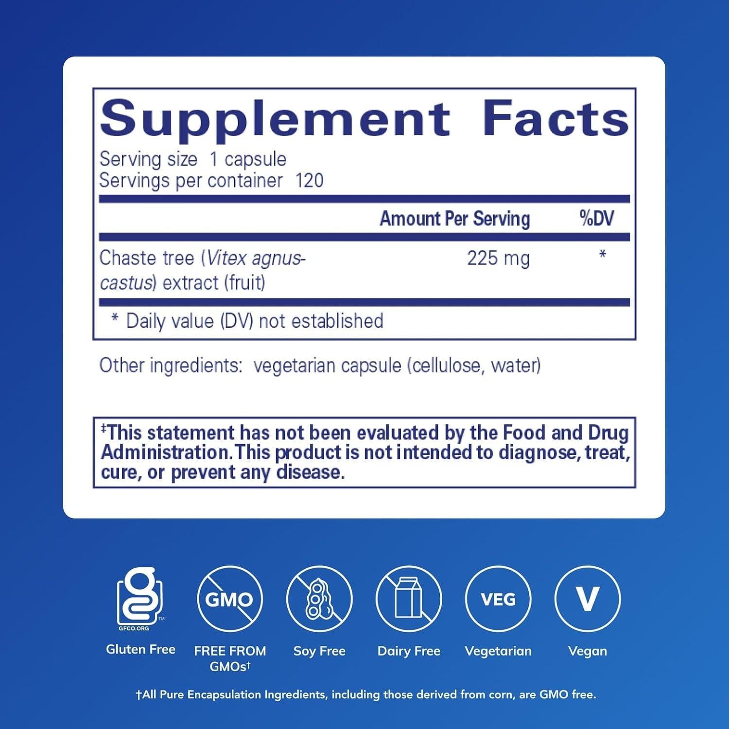 Suplemento Vitex Pure Encapsulations 120 Cápsulas - Apoyo Hormonal