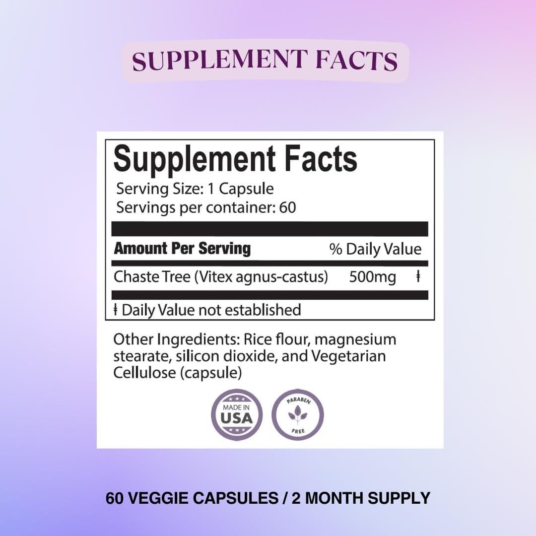 Suplemento Vitex Chasteberry BIOLABS PRO 500mg Vegano 60 Cápsulas