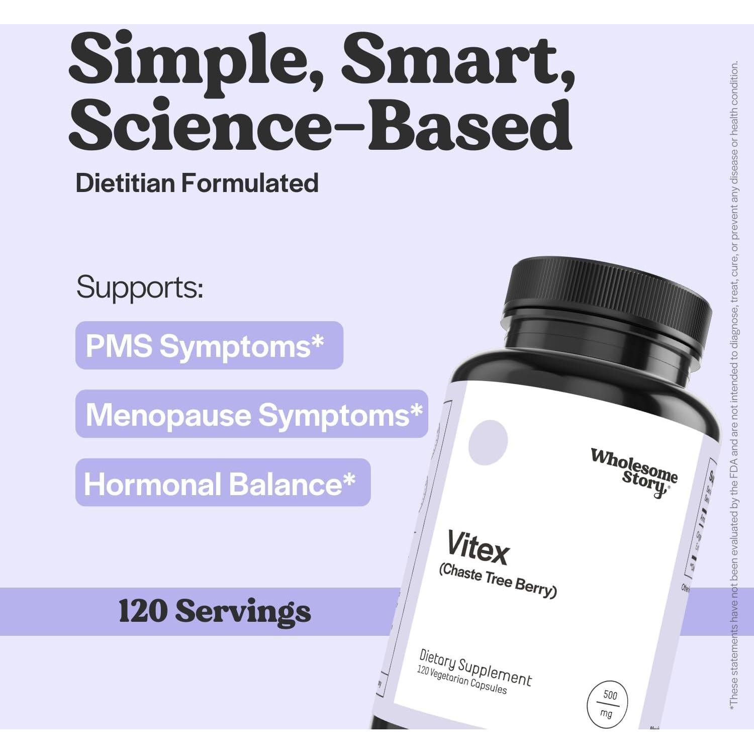 Suplemento Vitex Chasteberry Wholesome Story 120 Cápsulas 500mg
