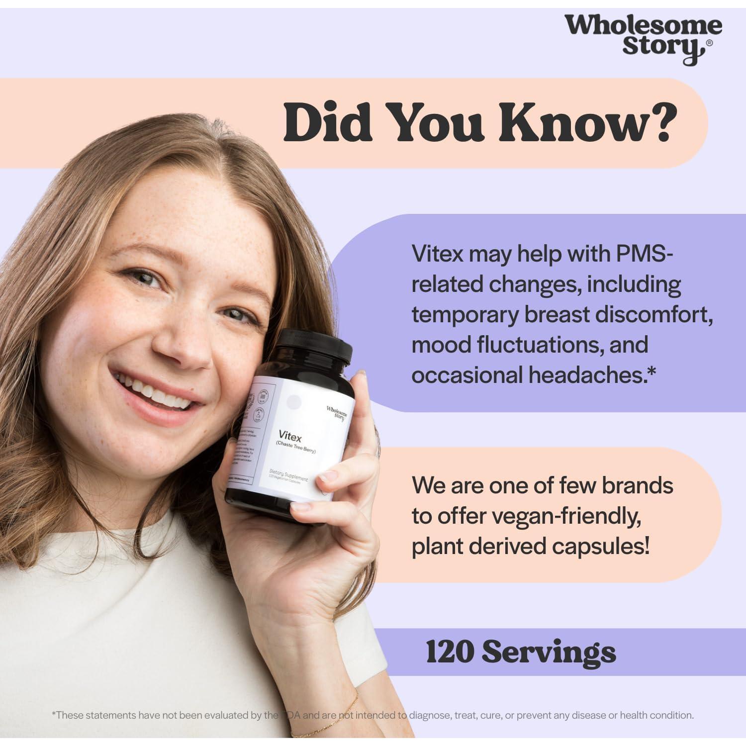 Suplemento Vitex Chasteberry Wholesome Story 120 Cápsulas 500mg