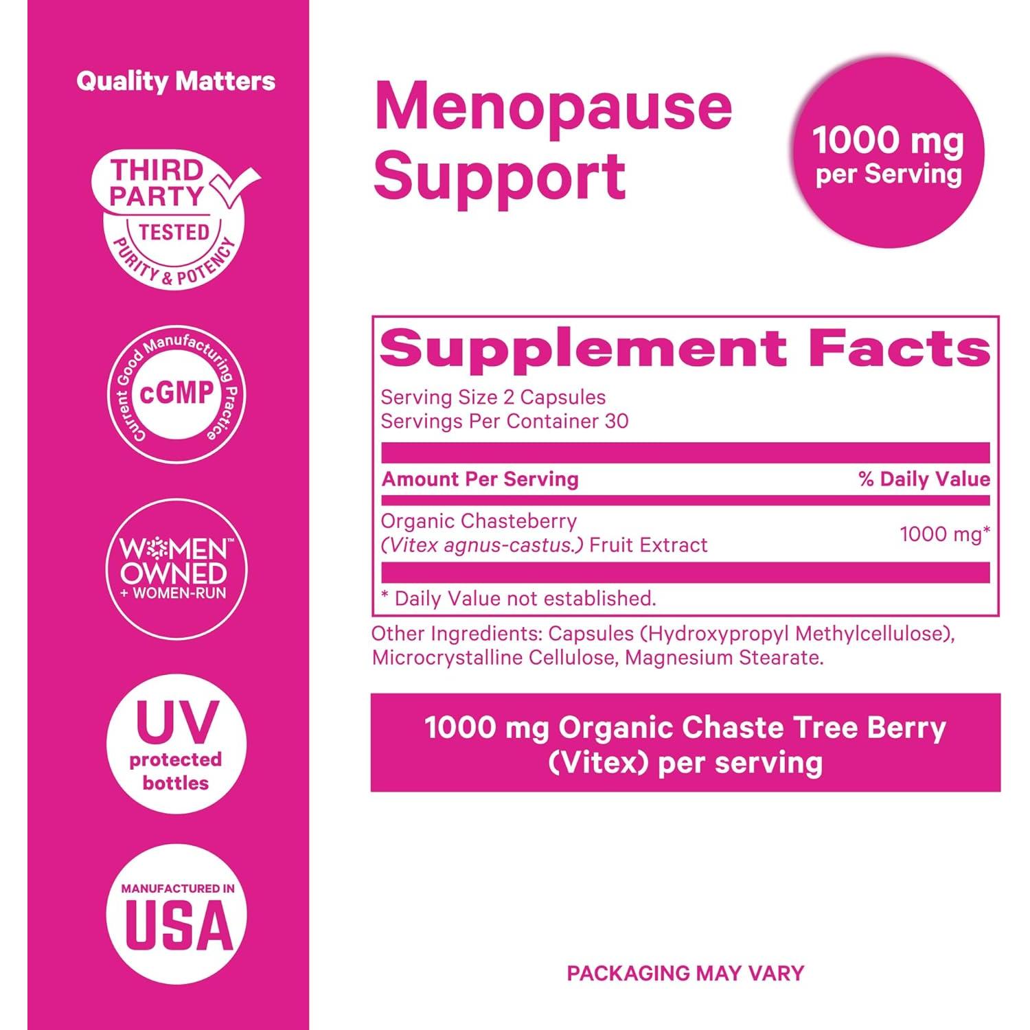 Pink Stork Vitex Orgánico 1000 mg - Baya del Árbol de la Castidad - 60 Cápsulas Veganas