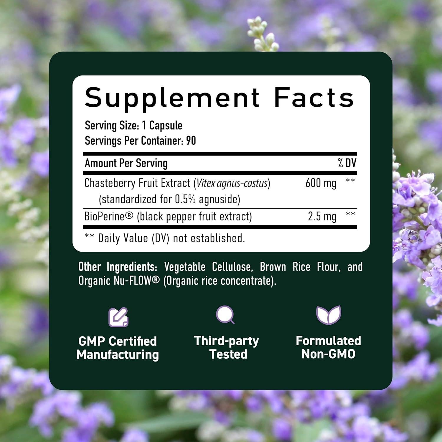 Suplemento Vitex Chasteberry 600mg Smoky Mountain Nutrition - 90 Cápsulas