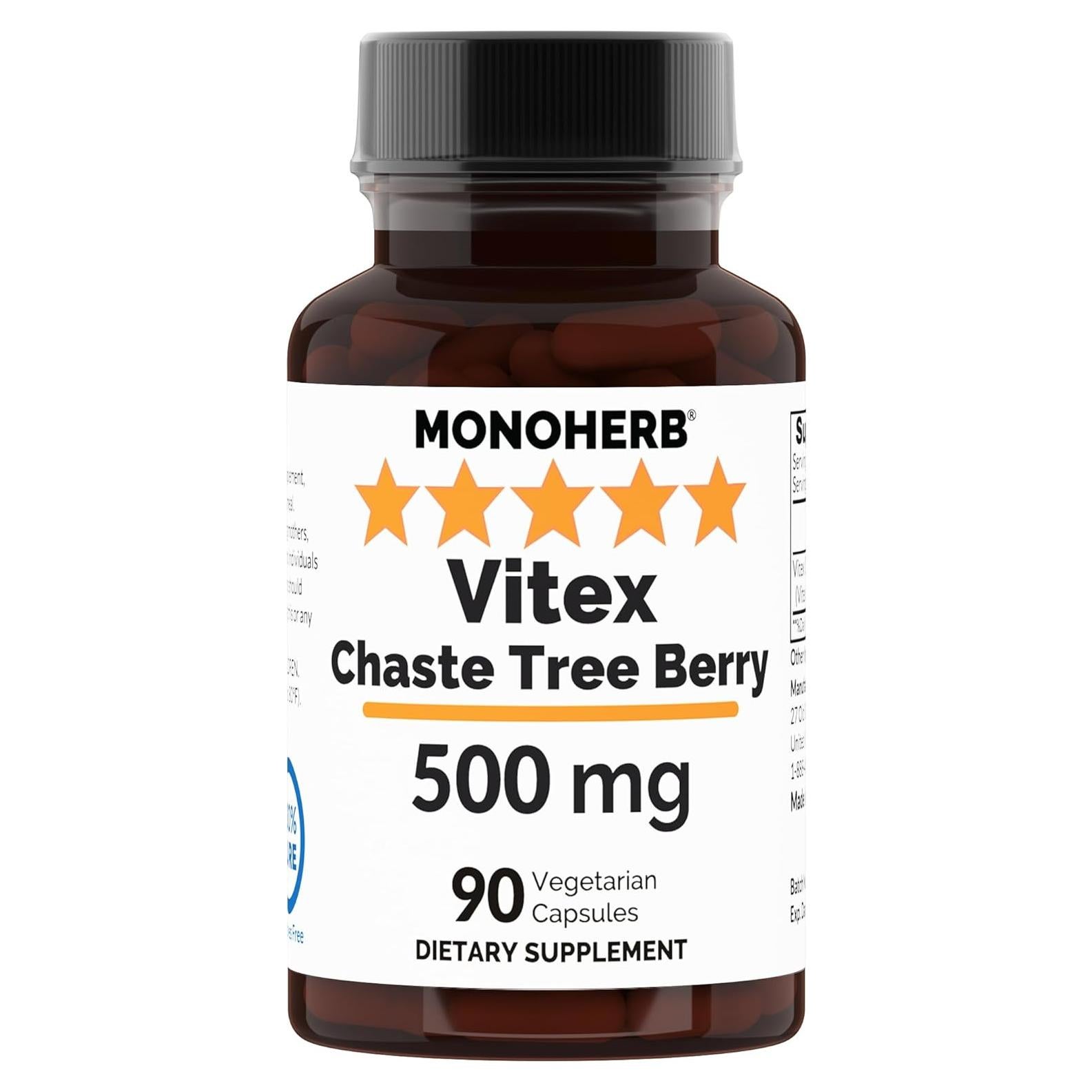 Baya del Árbol Vitex Chaste 500 mg - 90 Cápsulas Veganas