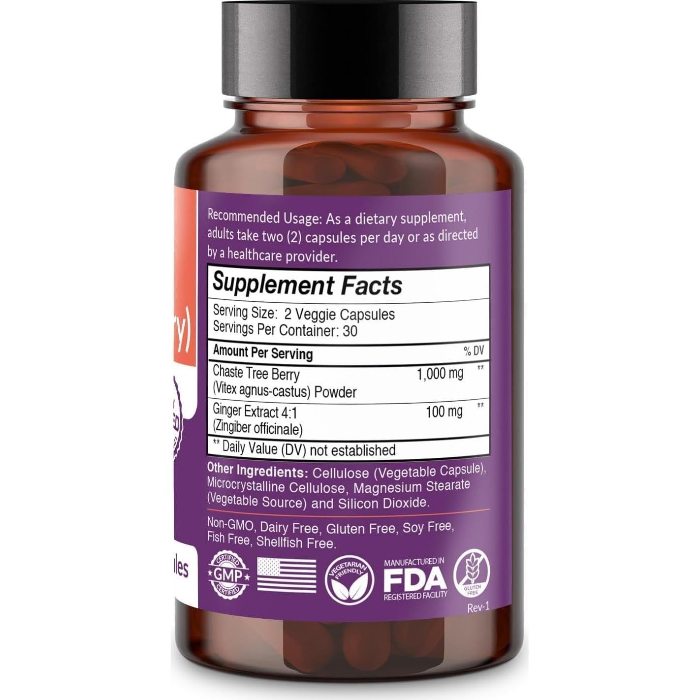 Suplemento Vitex Chasteberry Intimate Rose 1000 mg - 60 Cápsulas