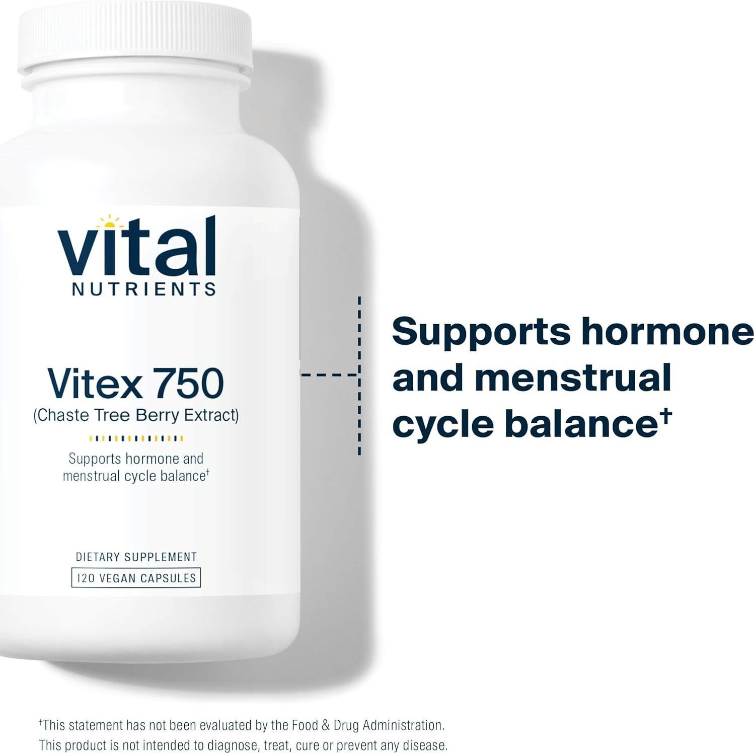 Vital Nutrients Vitex 750mg - Extracto de Baya de Sauzgatillo - 120 Cápsulas