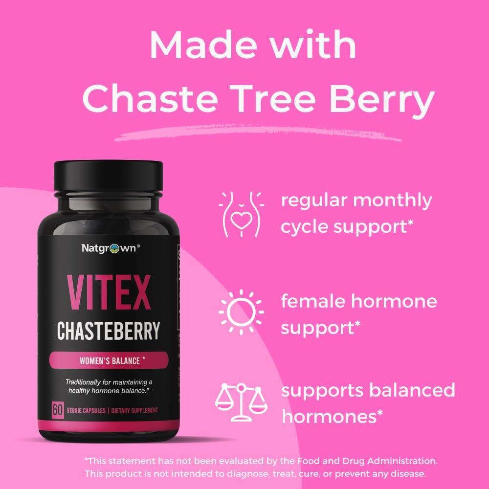 Suplemento Vitex Chasteberry Natgrown 1000 mg 60 Cápsulas